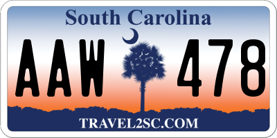 SC license plate AAW478