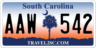 SC license plate AAW542