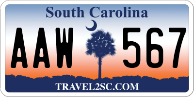 SC license plate AAW567