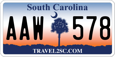 SC license plate AAW578