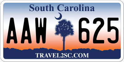 SC license plate AAW625