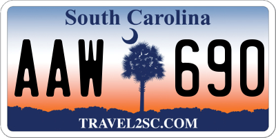 SC license plate AAW690