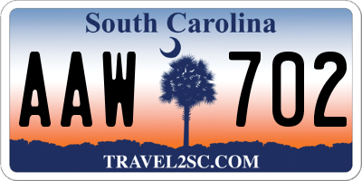 SC license plate AAW702