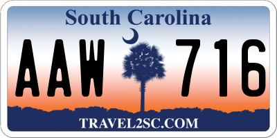 SC license plate AAW716