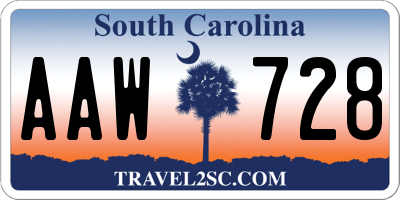 SC license plate AAW728