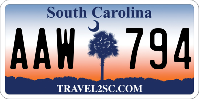 SC license plate AAW794