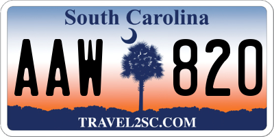 SC license plate AAW820