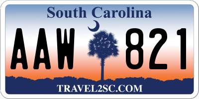 SC license plate AAW821