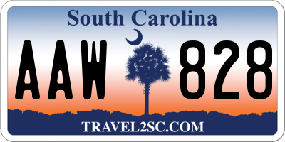 SC license plate AAW828