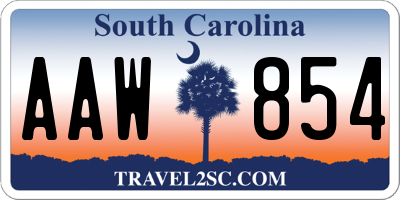 SC license plate AAW854