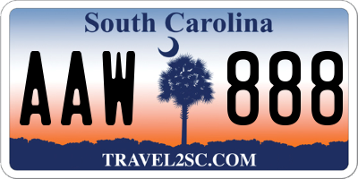 SC license plate AAW888