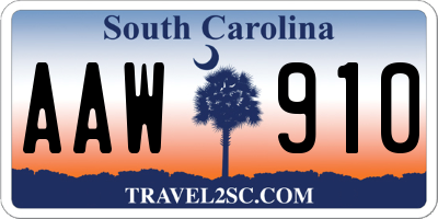SC license plate AAW910