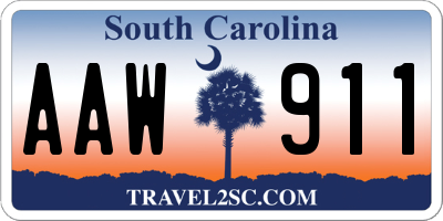 SC license plate AAW911