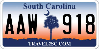 SC license plate AAW918