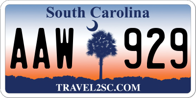 SC license plate AAW929