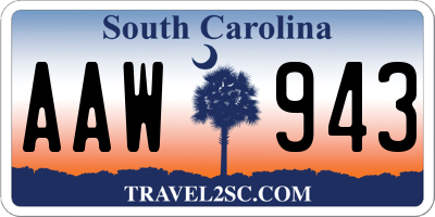 SC license plate AAW943