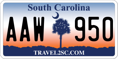 SC license plate AAW950