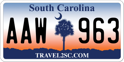 SC license plate AAW963