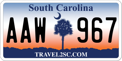 SC license plate AAW967