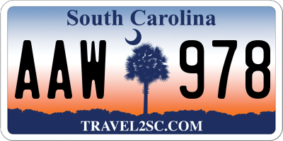SC license plate AAW978