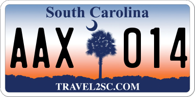 SC license plate AAX014