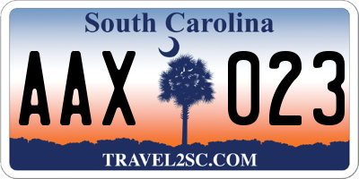 SC license plate AAX023