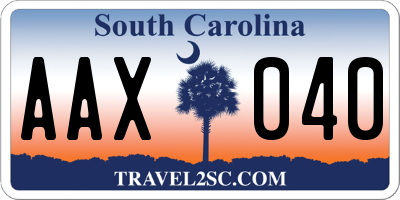 SC license plate AAX040