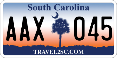 SC license plate AAX045