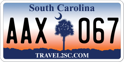 SC license plate AAX067