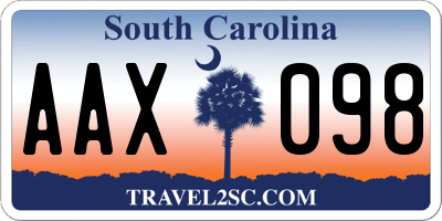 SC license plate AAX098