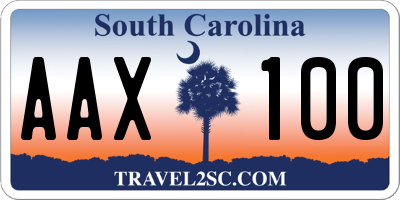 SC license plate AAX100