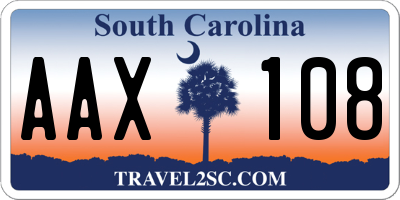 SC license plate AAX108