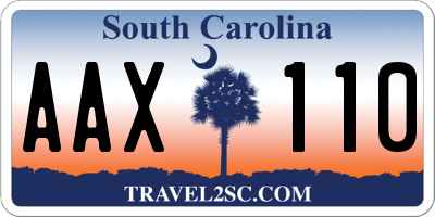 SC license plate AAX110