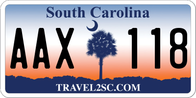SC license plate AAX118