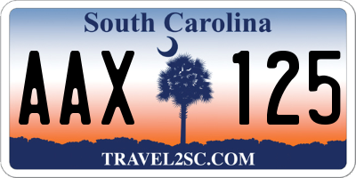 SC license plate AAX125