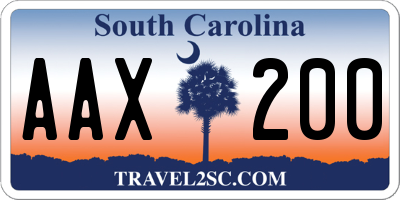 SC license plate AAX200