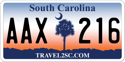 SC license plate AAX216