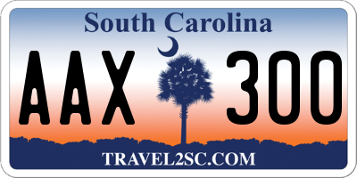 SC license plate AAX300