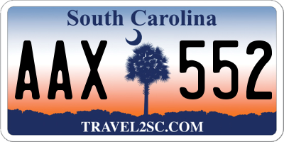 SC license plate AAX552