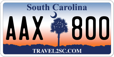 SC license plate AAX800