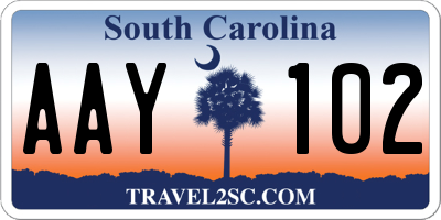 SC license plate AAY102