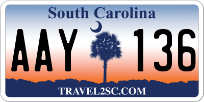 SC license plate AAY136