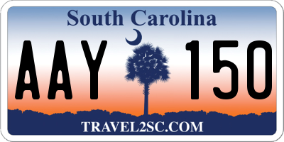 SC license plate AAY150