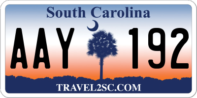 SC license plate AAY192