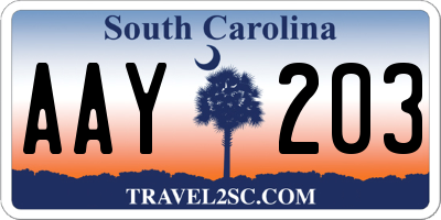 SC license plate AAY203