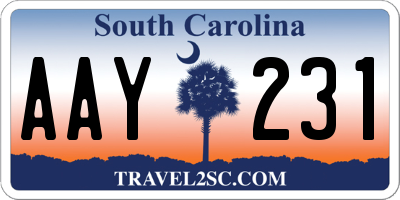 SC license plate AAY231