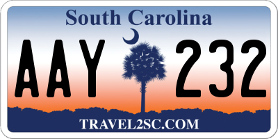 SC license plate AAY232