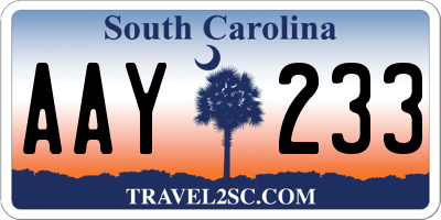 SC license plate AAY233