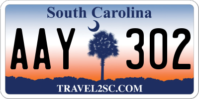SC license plate AAY302
