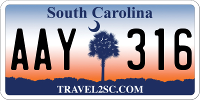 SC license plate AAY316